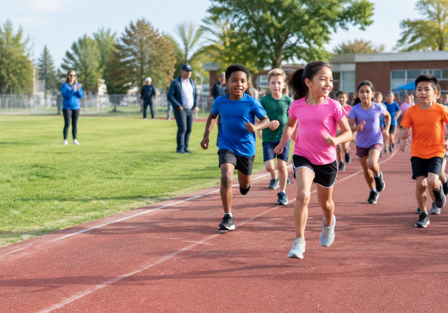 Students taking part in a school fun run